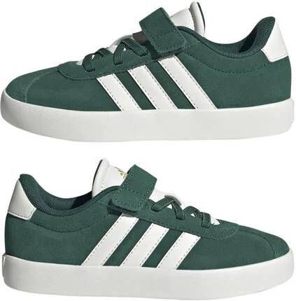 Adidas Sportswear VL Court 3.0 sneakers donkergroen wit Jongens Meisjes Suede 28