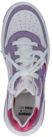 Braqeez leren sneakers wit lila Paars Meisjes Leer Meerkleurig 34