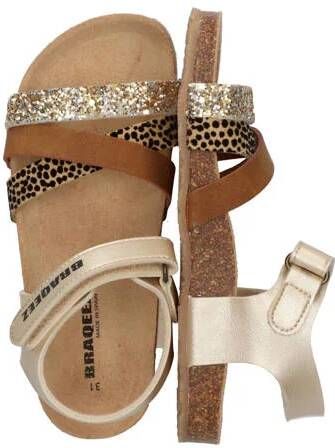 Braqeez Sammy Spain leren sandalen champagne Wit Meisjes Leer Meerkleurig 28