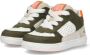 BunniesJR 224303-569 Jongens Lage Sneakers Groen Grijs Wit Oranje Leer Veters - Thumbnail 4