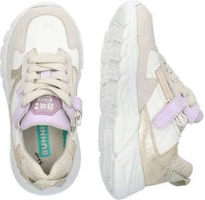 BunniesJR Sam Spring sneakers beige lila Meisjes Leer Meerkleurig 24