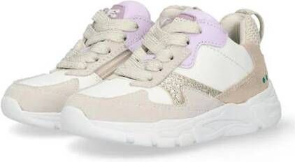 BunniesJR Sam Spring sneakers beige lila Meisjes Leer Meerkleurig 24