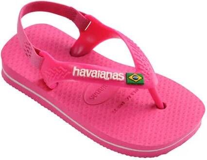 Havaianas Baby Brasil Logo II teenslippers met hielbandje roze Meisjes Rubber 22