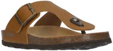 Kipling Juan 4 leren teenslippers cognac Bruin Jongens Leer 31