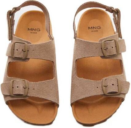 Mango Kids leren sandalen beige Jongens Leer Effen 29