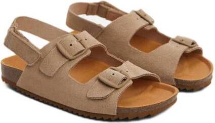 Mango Kids leren sandalen beige Jongens Leer Effen 29