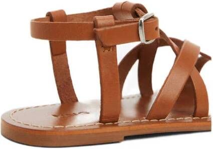 Mango Kids leren sandalen cognac Bruin Meisjes Leer Effen 23(14 2cm)