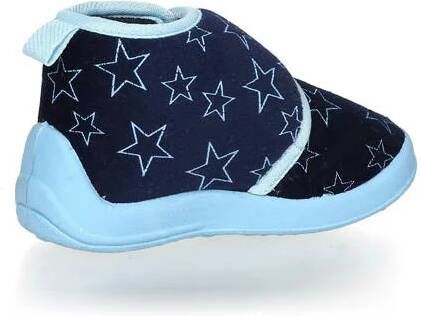 Playshoes pantoffels met sterrendessin Velcro donkerblauw lichtblauw Jongens Polyester 18 19