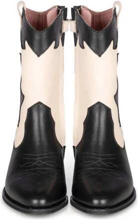 PS Poelman Nolia leren cowboylaarzen zwart beige Meisjes Leer Meerkleurig 34