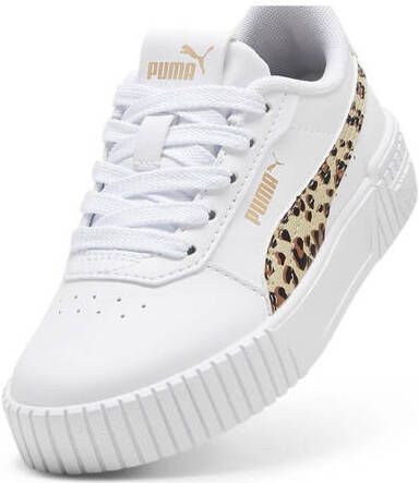 Puma Carina 2.0 Animal sneakers wit beige goud Meisjes Imitatieleer Dierenprint 34