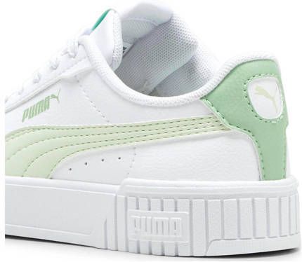 Puma Carina 2.0 sneakers wit lichtgroen Jongens Meisjes Imitatieleer Effen 28