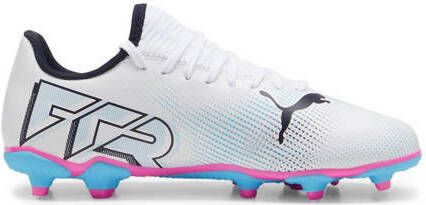 Puma Future 7 Play FG AG Junior voetbalschoenen wit roze blauw Jongens Meisjes Imitatieleer 28