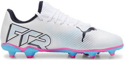 Puma Future 7 Play FG AG Jr. voetbalschoenen wit roze blauw Jongens Meisjes Imitatieleer 28