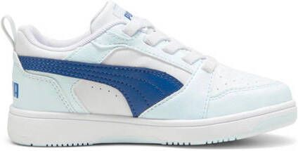 Puma Rebound V6 Lo sneakers lichtblauw kobaltblauw Jongens Meisjes Imitatieleer 28