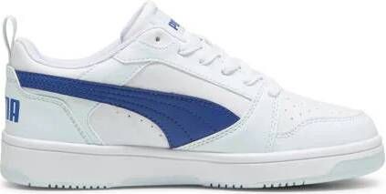 Puma Rebound V6 Lo sneakers wit blauw Jongens Meisjes Imitatieleer Meerkleurig 36