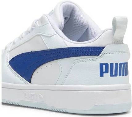 Puma Rebound V6 Lo sneakers wit blauw Jongens Meisjes Imitatieleer Meerkleurig 36