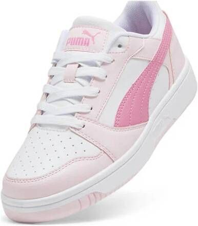 Puma Rebound V6 Lo sneakers Wit Fuchsia Roze Jongens Meisjes Imitatieleer 35.5