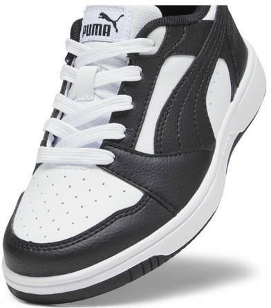 Puma Rebound V6 Lo sneakers wit zwart Jongens Meisjes Imitatieleer Meerkleurig 28