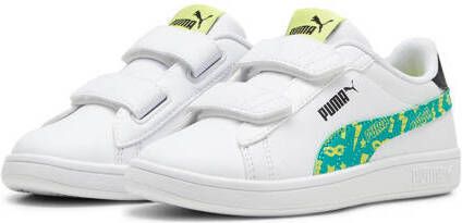 Puma Smash 3.0 L Masked Hero V sneakers wit groen geel Jongens Meisjes Leer 28