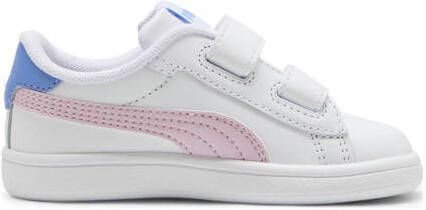 Puma Smash 3.0 L V leren sneakers wit lichtroze blauw Jongens Meisjes Leer 27