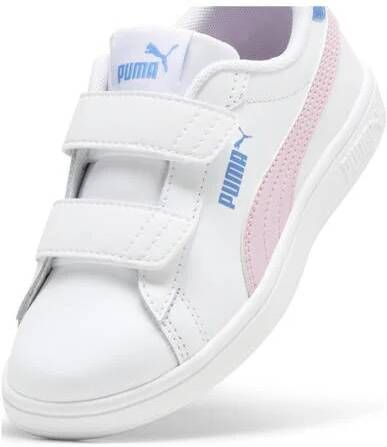 Puma Smash 3.0 sneakers wit lila blauw Jongens Meisjes Imitatieleer Meerkleurig 28