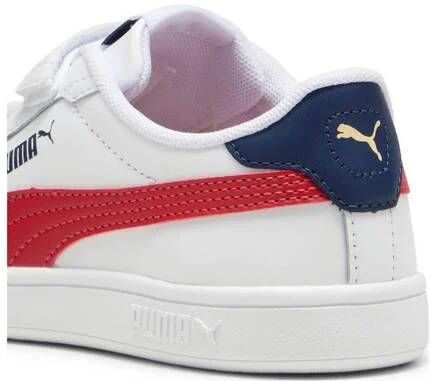 Puma Smash 3.0 sneakers wit rood donkerblauw Jongens Meisjes Imitatieleer 28