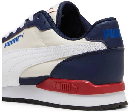 Puma ST Runner V3 sneakers ecru wit donkerblauw Jongens Meisjes Imitatieleer 35.5