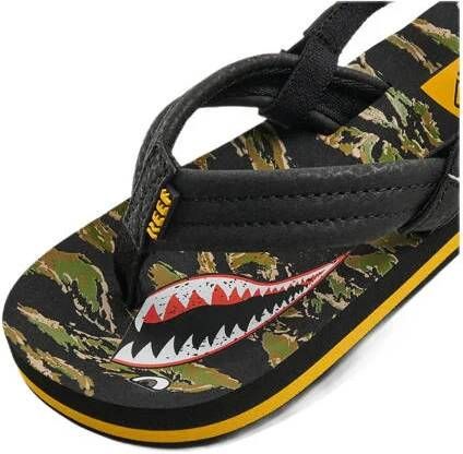 Reef Little Ahi teenslippers zwart groen Jongens Textiel 28