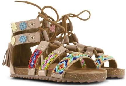 Shoesme leren sandalen met kraaltjes beige Meisjes Leer All over print 24