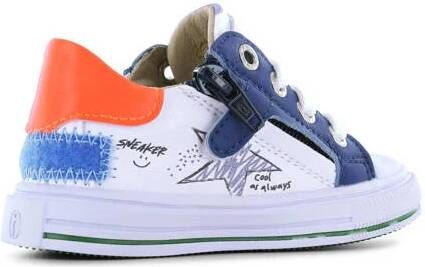Shoesme leren sneakers wit blauw oranje Jongens Leer Meerkleurig 20