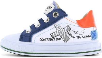 Shoesme leren sneakers wit blauw oranje Jongens Leer Meerkleurig 20