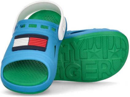 Tommy Hilfiger badslippers met hielbandje blauw Jongens Meisjes Rubber 22