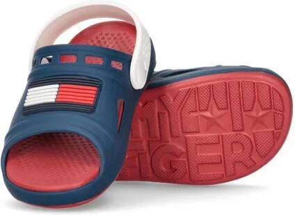 Tommy Hilfiger badslippers met hielbandje donkerblauw Jongens Meisjes Rubber 22