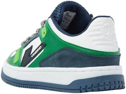 VINGINO Kevin leren sneakers groen wit Jongens Leer Meerkleurig 28