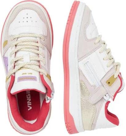 VINGINO Nadia leren sneakers wit roze Meisjes Leer Meerkleurig 26