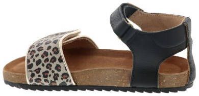 Vingino Floor leren sandalen panterprint zwart - Schoenen.nl