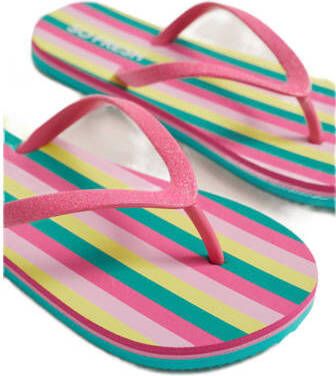 WE Fashion teenslippers roze groen geel Meisjes Rubber 28 29