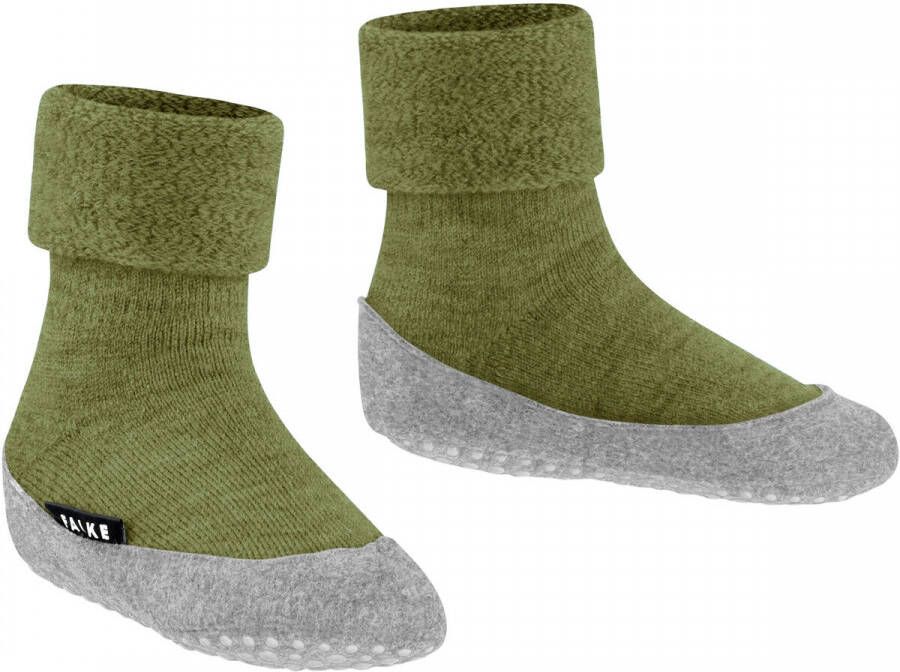 Falke Cosyshoe pantoffels groen grijs kids Jongens Meisjes Wol Meerkleurig 29-30