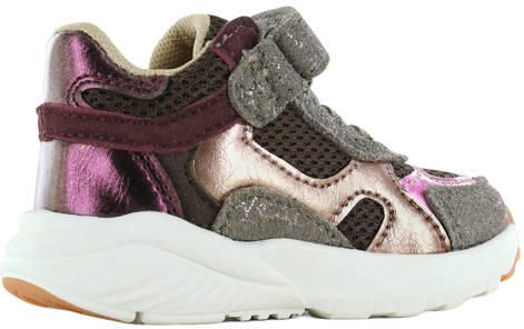 Go Banana's Bordeaux Sneaker Sneakers Kinderen Meisjes Dark Taupe Microfiber leer - Foto 4