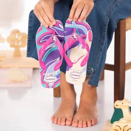 Havaianas Unicorn teenslippers roze beige Meisjes Rubber Personage 35 36