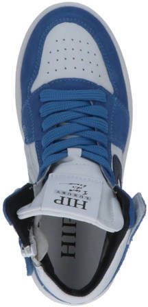 Hip H1665 suède sneakers blauw wit Jongens Leer Meerkleurig 32 - Foto 4