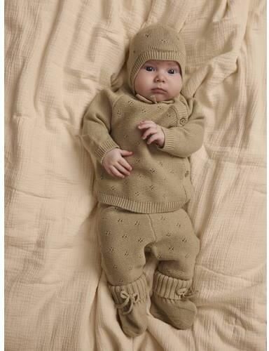 LIL' ATELIER BABY gebreide katoenen babyslofjes beige Effen - Foto 2