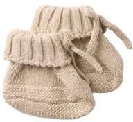 LIL' ATELIER BABY gebreide katoenen babyslofjes beige Effen