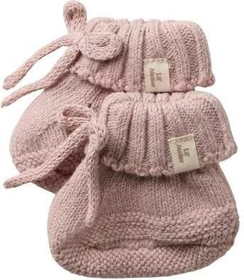 LIL' ATELIER BABY gebreide katoenen babyslofjes roze Effen