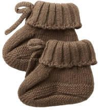 LIL' ATELIER BABY katoenen gebreide babyslofjes donkerbruin Effen - Foto 3
