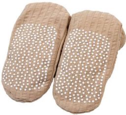 Lodger Antislip Kindersloffen Beige Luchtig Katoen Drukknoopsluiting 6-12 Slipper Seersucker