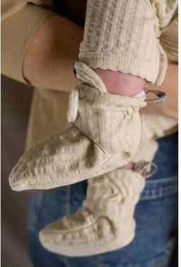 Lodger Baby Pantoffels Creme Zacht Katoen Antislip Drukknoopsluiting 6-12 Slipper Seersucker