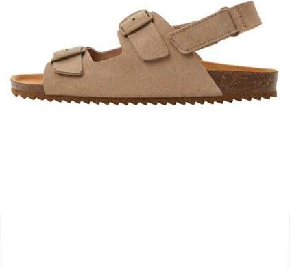 Mango Kids leren sandalen beige Jongens Leer Effen 31