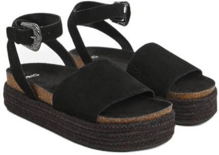 Mango Kids leren sandalen zwart Meisjes Leer 36 | Sandaal van