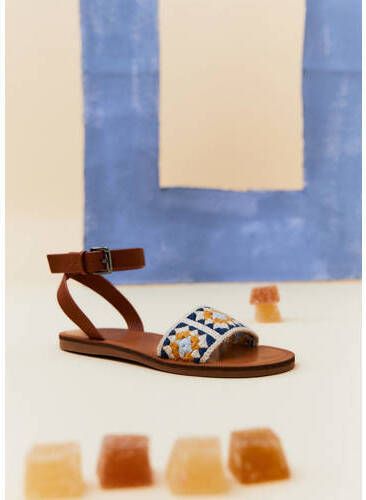 Mango Kids sandalen cognac Bruin Meisjes Imitatieleer All over print 35